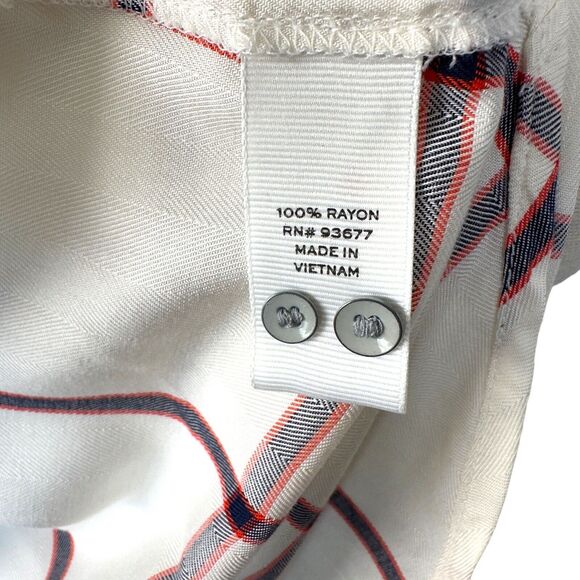 Stylus Women's White Red 100% Rayon Window Pane Button Down Flannel Shirt Size S - Picture 7 of 8